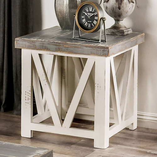 HALTON HILLS End Table, Vintage Ivory/Weathered Gray / EM4001IV-E