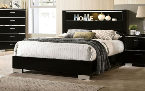 CARLIE Cal.King Bed, Black / FOA7039CK-BED