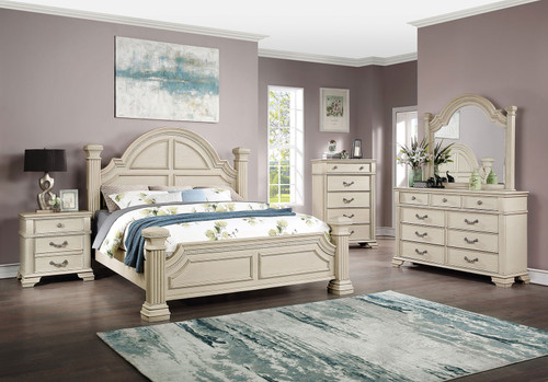 PAMPHILOS Queen Bed, White / FOA7144WH-Q-BED