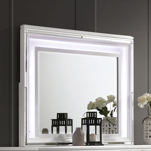 EMMELINE Mirror w/ LED Lights, White / FOA7147WH-M