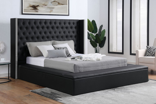 EUDORA Queen Bed, Black / FOA7223BK-Q-BED