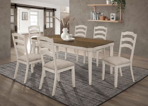 Ronnie 7-piece Starburst Dining Table Set Khaki and Rustic Cream / CS-108051-S7