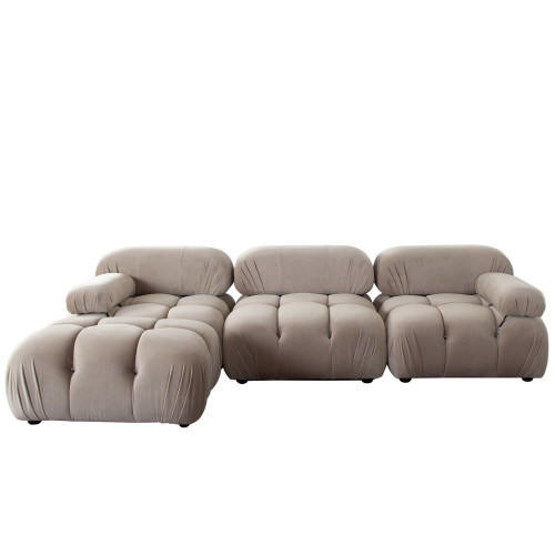 Paloma 4PC Modular 111 Inch Reversible Chaise Sectional in Mink Tan Velvet / PALOMA1LC1AC1RC1OTTN