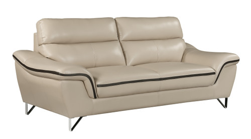 Modern Leather Upholstered Sofa and Loveseat / 168-BEIGE-2PC