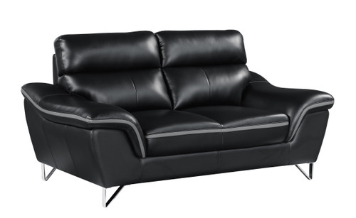 69" Modern Leather Loveseat / 168-BLACK-L