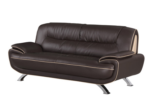 80" Modern Faux Leather Upholstered Sofa in Brown / 405-BROWN-S