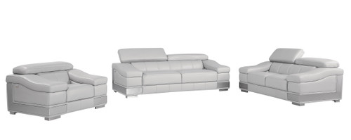 Genuine Italian Leather Upholstered Sofa Set in Light Gray / 415-LIGHT-GRAY