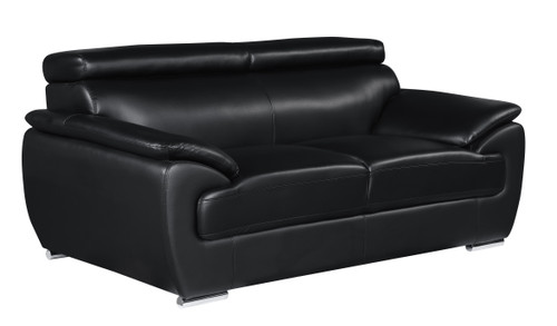 Modern Leather Upholstered Recliner Loveseat in Black / 4571-BLACK-L