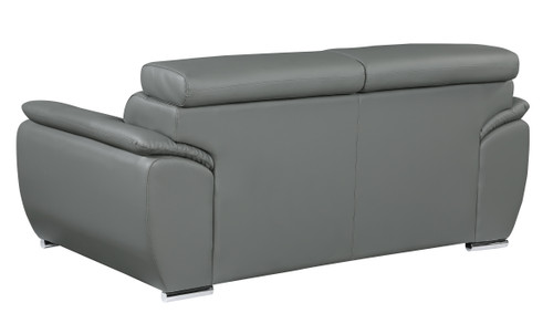 86" Modern Wood and Leather Sofa with Fiber Back in Gray / 4571-GRAY-S