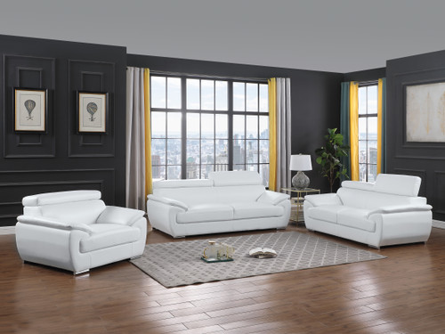 Modern Leather Upholstered Recliner Sofa Set in White / 4571-WHITE