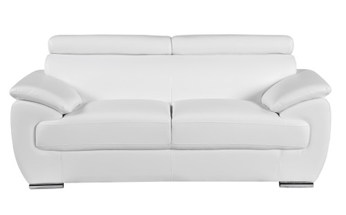 Modern Leather Upholstered Recliner Loveseat in White / 4571-WHITE-L