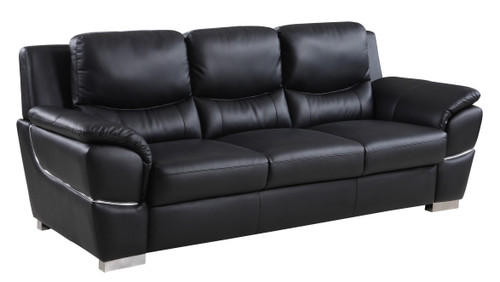 85" Modern Leather Upholstered Sofa in Black / 4572-BLACK-S