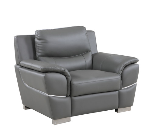 37" Modern Leather Upholstered Chair in Gray / 4572-GRAY-CH