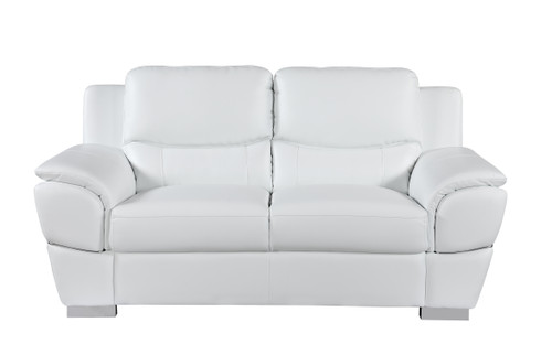 69" Modern Faux Leather Upholstered Loveseat in White / 4572-WHITE-L