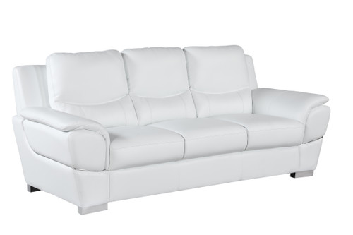 85" Modern Leather Upholstered Sofa in White / 4572-WHITE-S