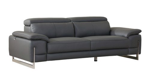 87" Modern Genuine Italian Leather Sofa in Dark Gray / 636-DARK-GRAY-S