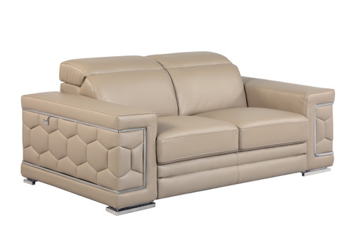 71" Modern Genuine Italian Leather Loveseat in Beige / 692-BEIGE-L