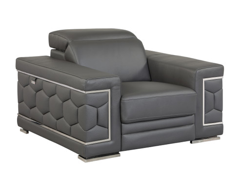 38" Modern Genuine Italian Leather Chair in Dark Gray / 692-DARK_GRAY-CH