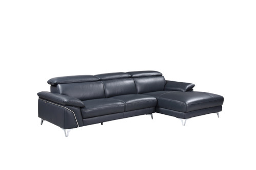 Modern Genuine Italian Leather Sectional / 727-BLUE-SECT