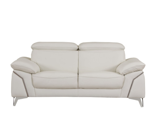 Genuine Italian Leather Upholstered Loveseat / 727-WHITE-L