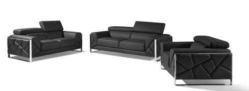 Modern Genuine Italian Leather Upholstered Sofa Set / 903-DARK_GRAY