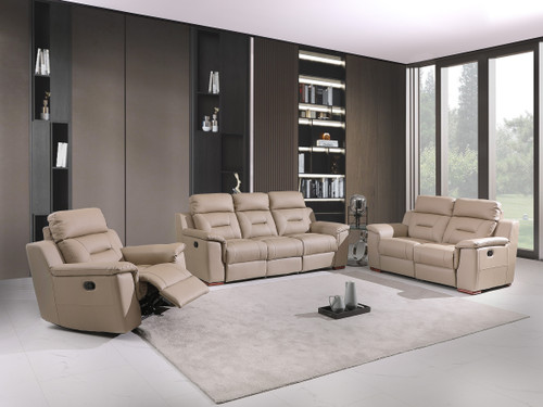 Modern Leather Air Upholstered Sofa Set / 9408-BEIGE