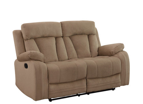 Transitional Microfiber Fabric Loveseat / 9760-BEIGE-L