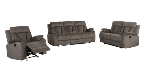 Transitional Microfiber Fabric Sofa Set / 9760-BROWN