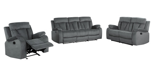 Transitional Microfiber Fabric Sofa Set / 9760-GRAY