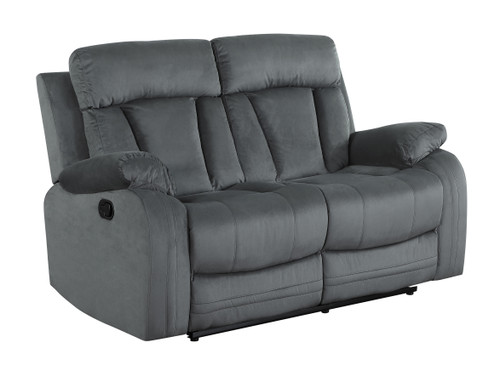 Transitional Microfiber Fabric Loveseat / 9760-GRAY-L