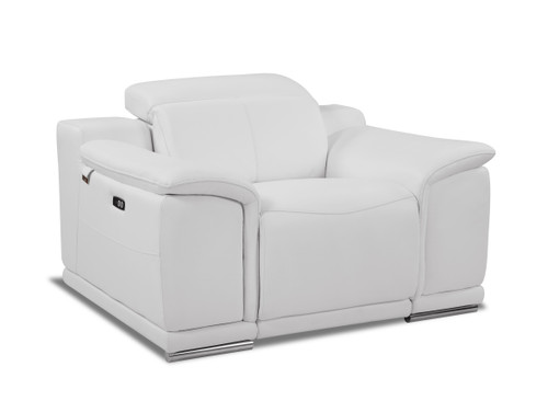 Genuine Italian Leather Power Reclining Chair / 9762-WHITE-CH