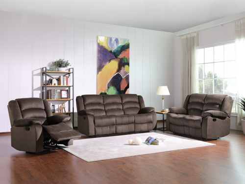 Microfiber Fabric Upholstered Sofa Set / 9824-BROWN