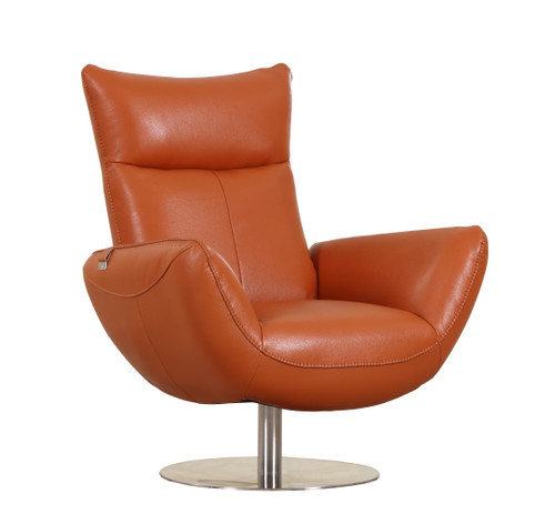 22" Modern Genuine Italian Leather Lounge Chair / C74-ORANGE-CH
