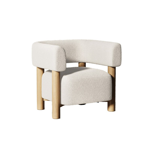 Modrest Fang - Modern White Fabric & Wood Accent Chair / VGEUMC-7114LC-AW-WHT