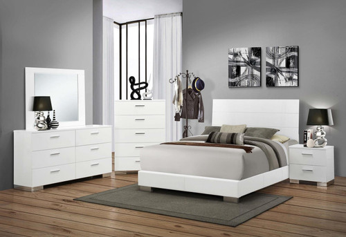 Felicity 5-piece Queen Bedroom Set White High Gloss / CS-203501Q-S5