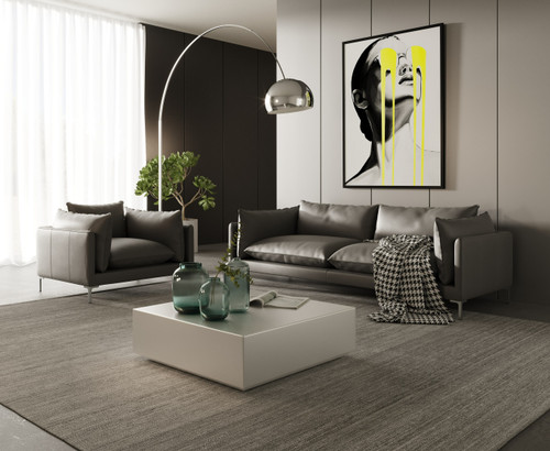 Divani Casa Harvest - Modern Grey Full Leather Sofa Set / VGKKKF2627-L2925-SET