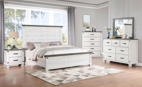 Lilith 5-piece Queen Bedroom Set Distressed White / CS-224471Q-S5