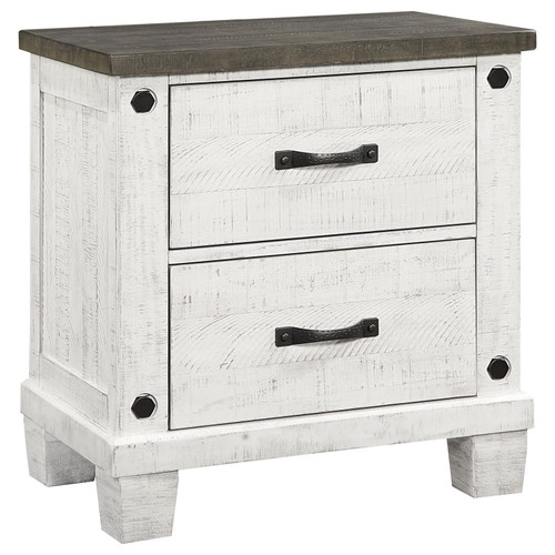 Lilith 2-drawer Nightstand Distressed White / CS-224472