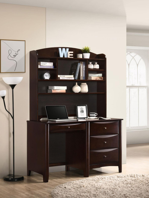 Phoenix 4-drawer Computer Desk with Hutch Cappuccino / CS-400187DH