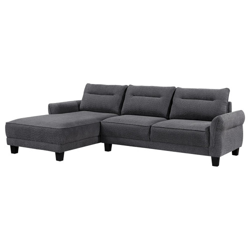 Caspian Upholstered Curved Arms Sectional Sofa Grey / CS-509540