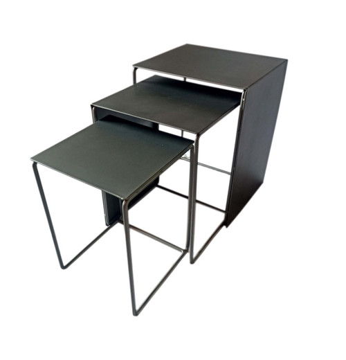 Imez 3-piece Rectangular Metal Nesting Table Grey / CS-930250