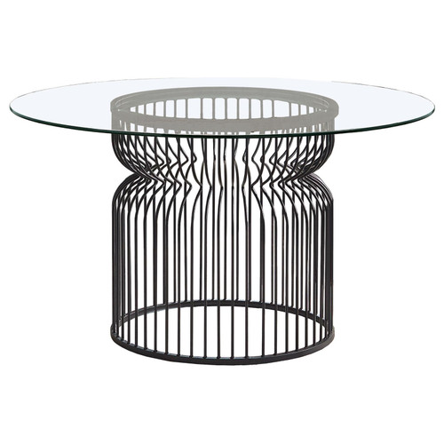 Granvia Round Glass Top Dining Table Clear and Gunmetal / CS-193511BG