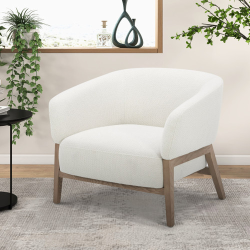 Divani Casa Giselle - Mid-Century Modern Off-White Fabric Accent Chair / VGKK-KF.A2087-NAT