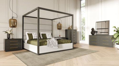 Modrest Manhattan- Contemporary Canopy Grey Bedroom Set-queen / VGMA-BR-127-SET-Q