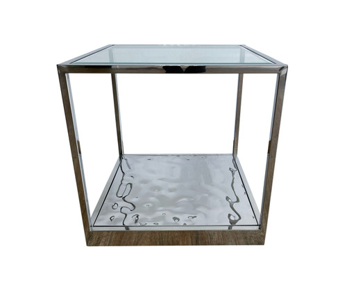 Modrest Braxton - Contemporary Clear Wave Glass End Table / VGGMET-1676-ET