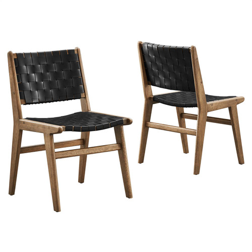 Saoirse Leather Wood Dining Side Chair Set of 2 / EEI-6544