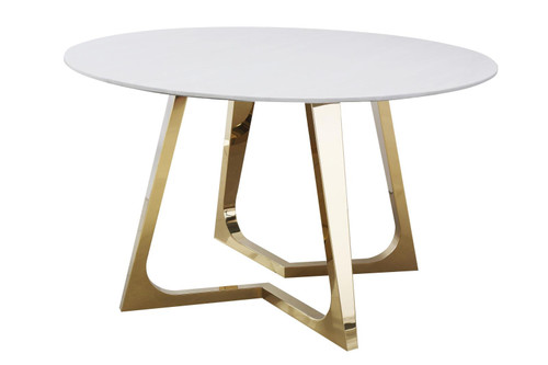 Gwynn Round Dining Table with Marble Top and Stainless Steel Base White and Gold / CS-107171