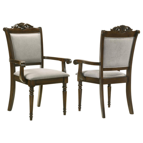 Willowbrook Upholstered Dining Armchair Grey and Chestnut (Set of 2) / CS-108113