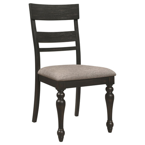 Bridget Ladder Back Dining Side Chair Stone Brown and Charcoal Sandthrough (Set of 2) / CS-108222