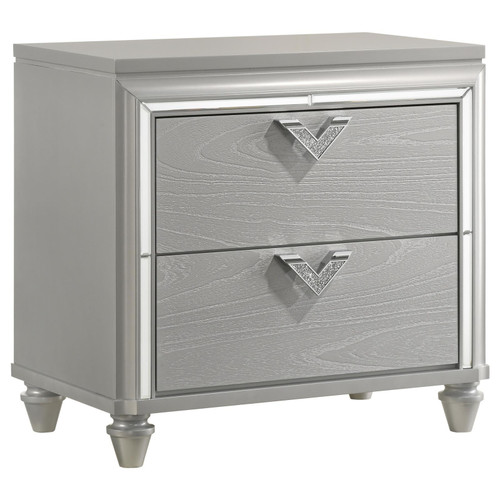 Veronica 2-drawer Nightstand Bedside Table Light Silver / CS-224722